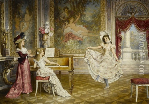 The Dancing Lesson Oil Painting - Karl Schweninger the Younger
