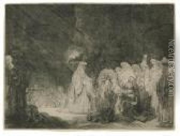 The Presentation In The Temple: Oblong Print Oil Painting - Rembrandt Van Rijn