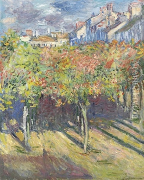 Les Tilleuls A Poissy Oil Painting - Claude Monet