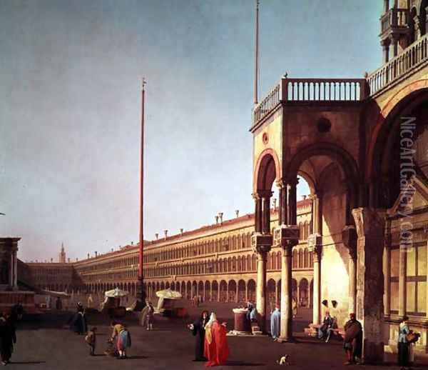 Piazza di San Marco, from the Piazetta, in Venice Oil Painting - (Giovanni Antonio Canal) Canaletto