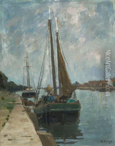 Segelboote Am Pier Oil Painting - Hanna Mehls
