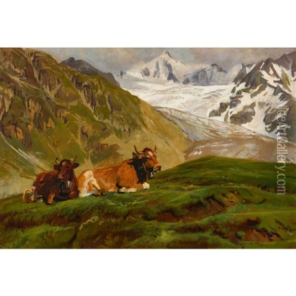 Paturage De Chanrion Oil Painting - Albert Lugardon