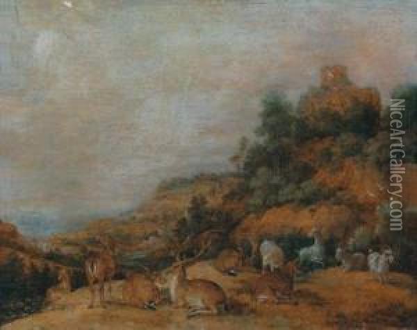 Paesaggio Montuoso Con Selvaggina Oil Painting - Gillis Claesz De Hondecoeter