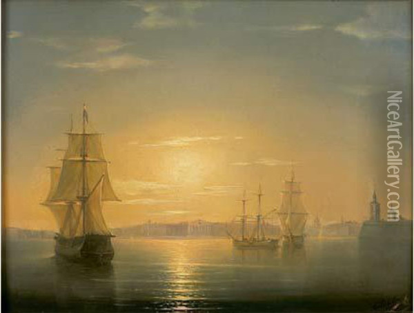 L'entree Du Port Oil Painting - Ivan Konstantinovich Aivazovsky