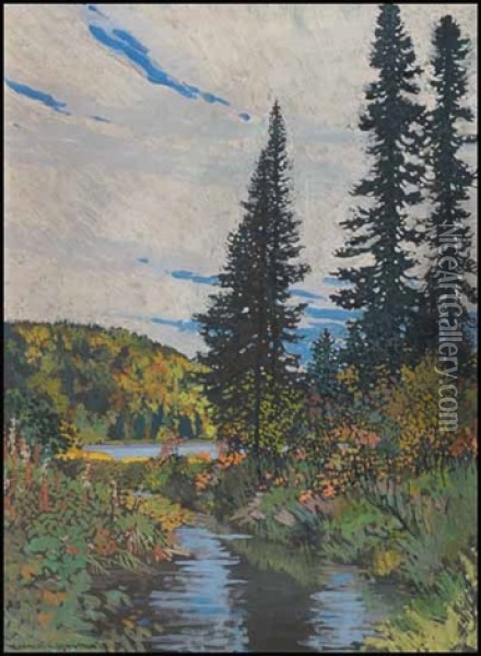 Spruce Sentinels, Algoma, Ontario Oil Painting - Francis Hans Johnston