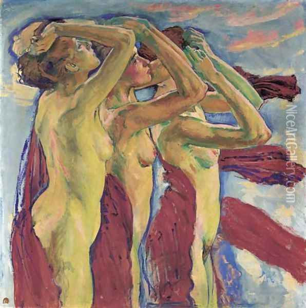 Die drei Grazien Oil Painting - Koloman Moser