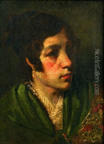 Portrait Of A Young Woman Oil Painting - Eugenio Lucas Velazquez
