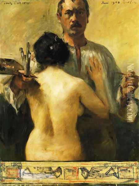 Self Portrait with Model I Oil Painting - Lovis (Franz Heinrich Louis) Corinth