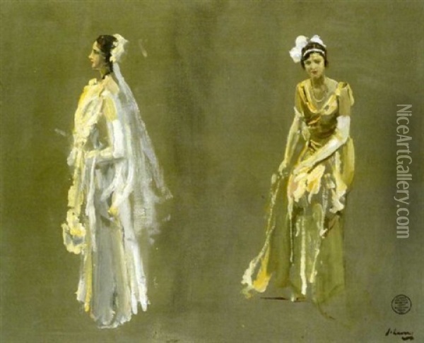 Miss Pike And Miss Pilkington Oil Painting - John Lavery