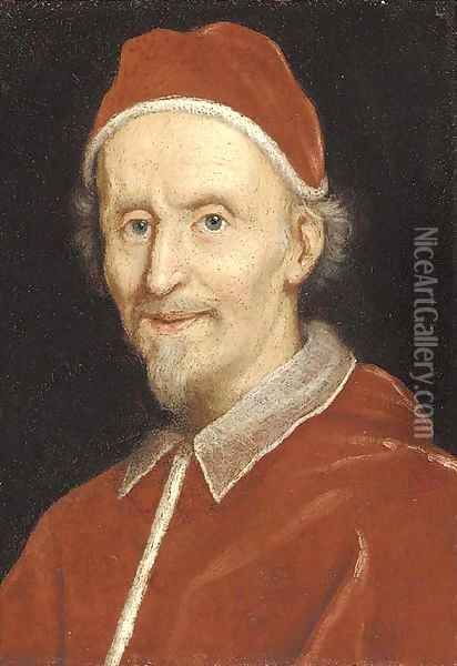 Portrait of Pope Clement IX, bust-length Oil Painting - Giovanni Battista (Baciccio) Gaulli