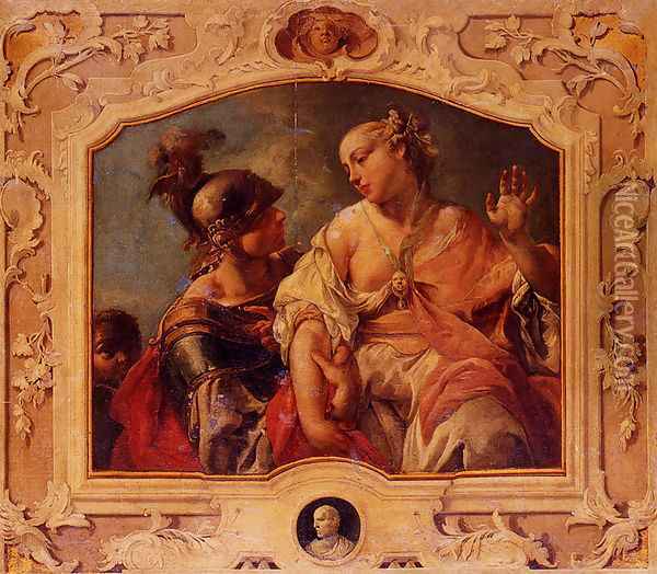 Paris And Helen Of Troy Oil Painting - Jacopo Guarana