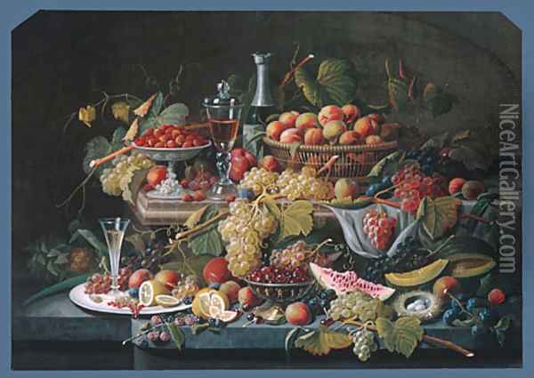 Still Life Fruit 1855 Oil Painting - Severin Roesen