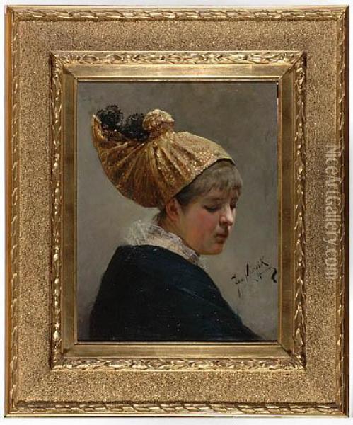 Portret Dziewczyny Oil Painting - Jan Kauzik