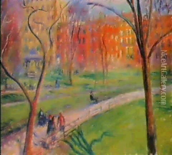 Early Spring, Washington Square Oil Painting - William Glackens