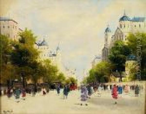 Calle De Paris Oil Painting - Antal Berkes