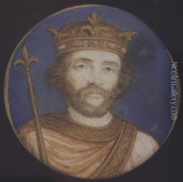 Henry Ii, King Of England Wearing Robes And Crown, Holding A Sceptre Oil Painting - Bernard (Goupy) Lens III