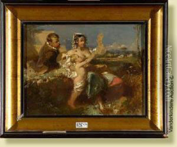 Allegorie Des Vendanges Dans La Campagne Romaine Oil Painting - Eugene Lepoittevin
