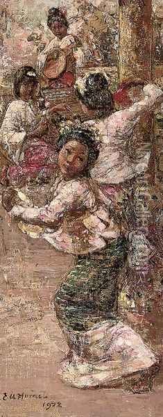 Burmese dancers Oil Painting - Edward Atkinson Hornel