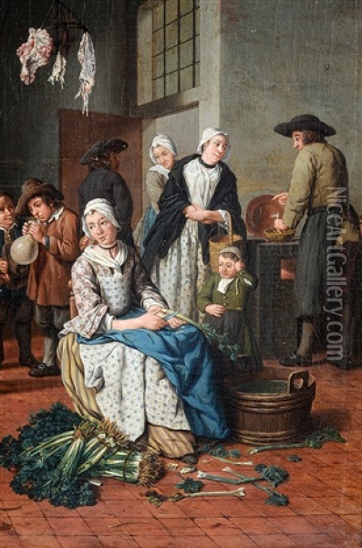 Interieur De Cuisine Oil Painting - Jan Josef Horemans the Younger