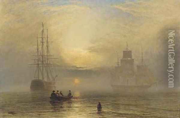 Sunrise in a mist Oil Painting - Henry Thomas Dawson