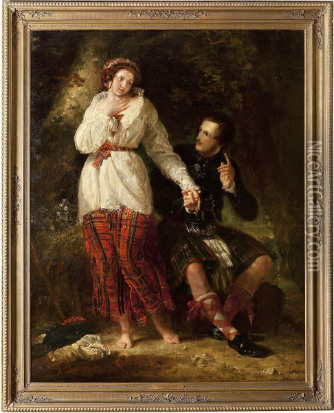 Queen Victoria And Prince Albert As Highland Lovers Oil Painting - Benjamin Robert Haydon