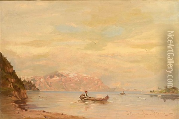 Sommerliche Fjordlandschaft Oil Painting - Georg Anton Rasmussen