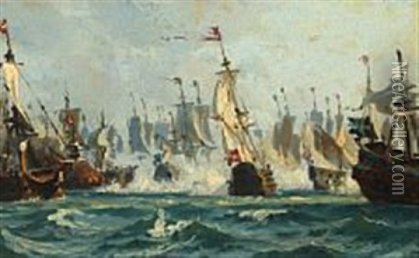 The Battle Of Koge Bay Oil Painting - Christian Ferdinand Andreas Molsted