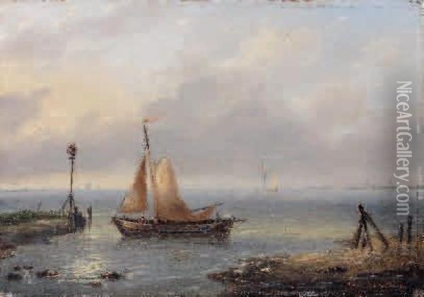 Barque De Peche Pres D'un Rivage Oil Painting - Louis Verboeckhoven