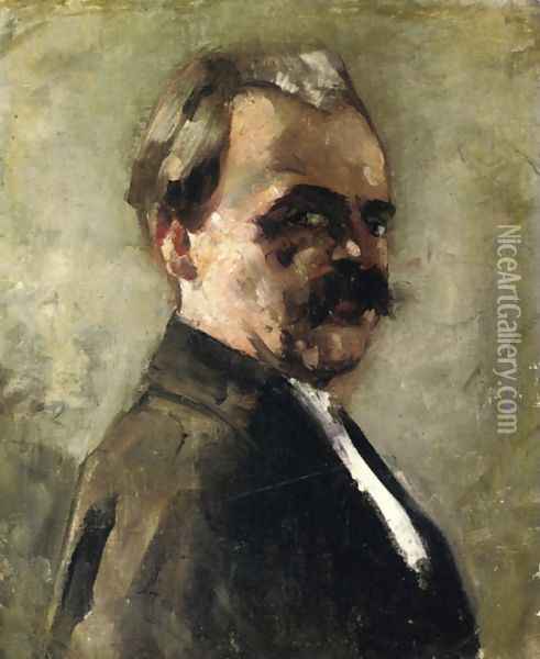 Self Portrait with Spread Fingers Oil Painting - Lesser Ury