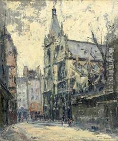Paris, St Severin Le Soir 1925 Oil Painting - Rene Hanin
