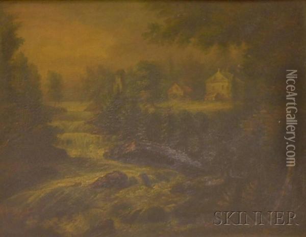 The Falls At Nashua, New Hampshire Oil Painting - Charles Hubbard