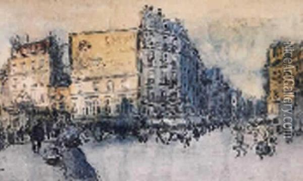 Fusain Et Aquarelle Sur Papier, Signe Et Situe A Paris En Bas A Gauche. Oil Painting - Frank Myers Boggs
