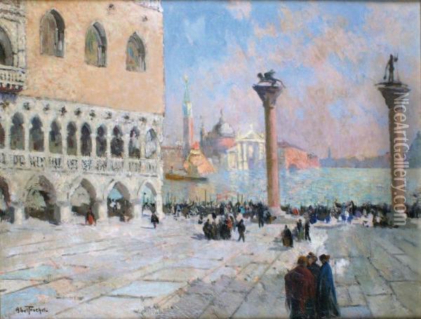 Venise,la Place Saint-marc Oil Painting - Louis Abel-Truchet
