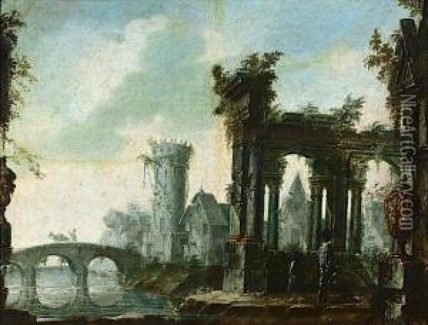 Pont Dans La Campagne Romaine Oil Painting - Giuseppe Poli