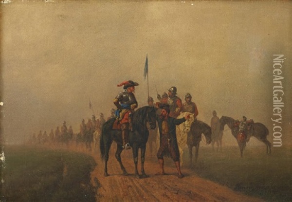 Gustav Ii Adolf Och Hans Foljeslagare Oil Painting - Henrik August Ankarcrona