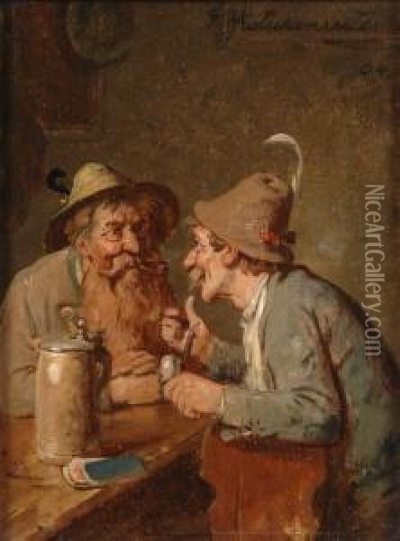 Bayrische Konversation. Oil Painting - G. Hugo Kotschenreiter