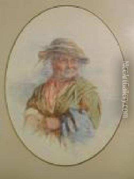 Portraits Of An Old Fisherman And Woman Oil Painting - James Drummond