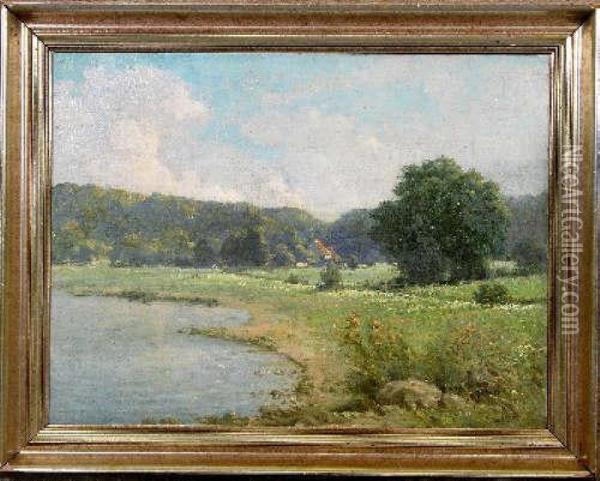 Seelandschaft M. Gehoft Oil Painting - F.Th. Dose