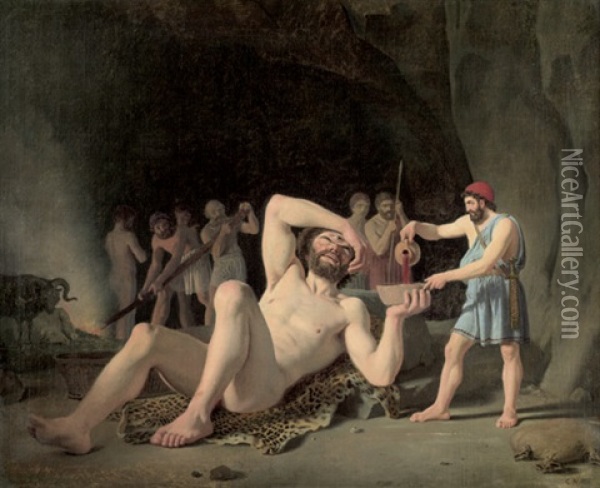 Odysseus Schenkt Dem Polyphem Wein Ein Oil Painting - Constantin (Carl Christian Constantin) Hansen