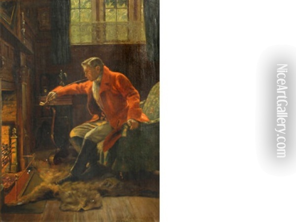 Smoking By The Hearth Oil Painting - William Verplanck Birney