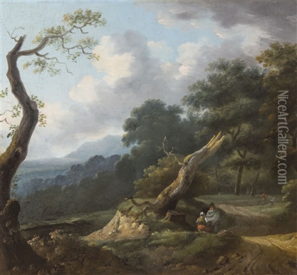 Panoramic Landscape Oil Painting - Lazare (Eleazard) Bruandet