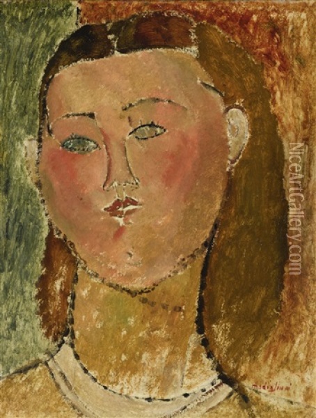 Fillette A La Chevelure Oil Painting - Amedeo Modigliani