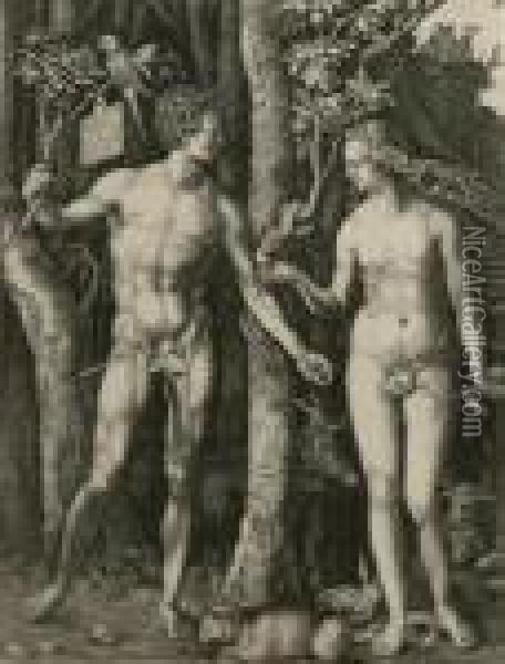 Adam And Eve Oil Painting - Albert Durer Lucas