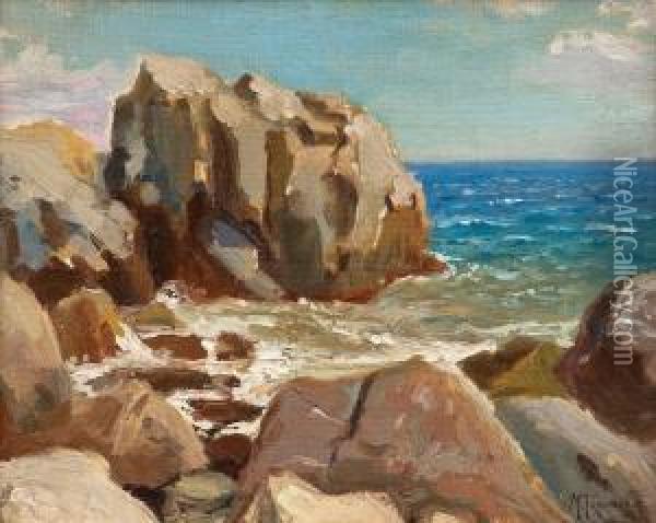Cliffs By The Sea Oil Painting - Michail Stepanovich Tkatchenko