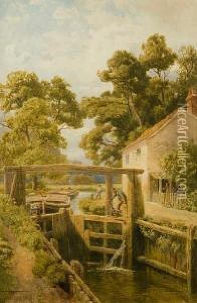 The Lockgate Oil Painting - Thomas Pyne