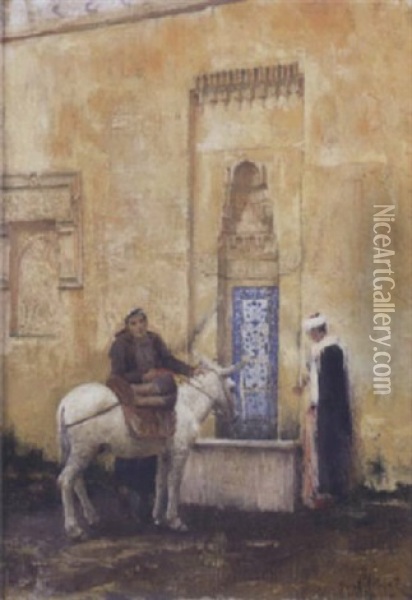 Une Rue Du Caire Oil Painting - Albert Aublet