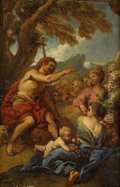 Johannes Doparens Predikan Oil Painting - Charles de La Fosse