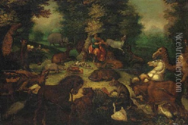 Orpheus Charming The Animals Oil Painting - Frederik Bouttats the Elder