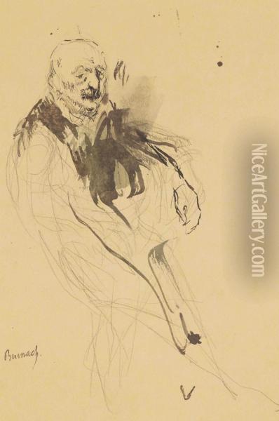 Portrait De Vieil Homme Oil Painting - Georges-Victor Hugo
