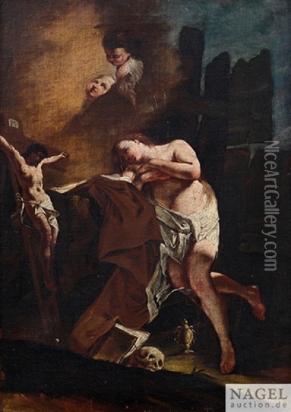 Die Busende Maria Magdalena Oil Painting - Giovanni Battista Piazzetta